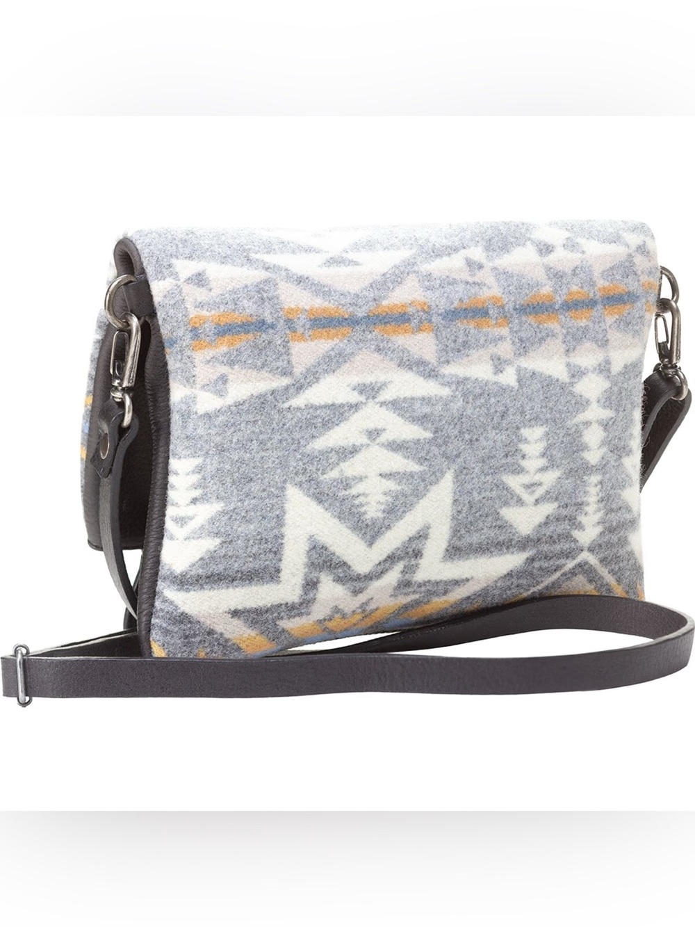 Pendleton Aztec Wool & Leather Fold-Over Clutch